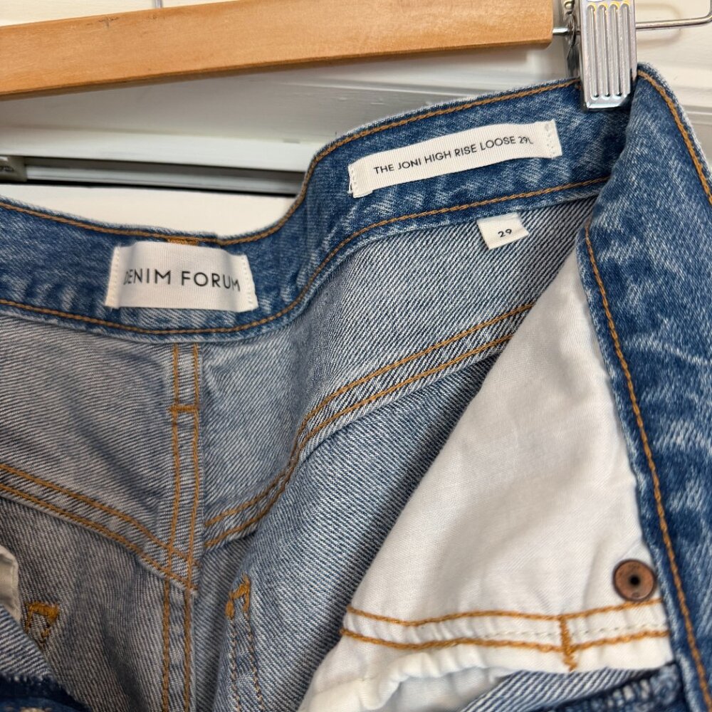 Denim Forum High-Rise Distressed Straight Jeans - Picture 3 of 6